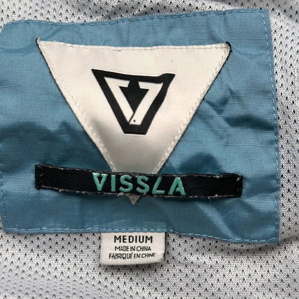 Vissla Camper Eco Windbreaker Jacket Men Medium Vintage Blue Gray Hood M702QCAM